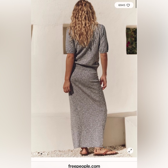 New Free People gray skirt sweater shirt set large $198 boho dress Anthropologie - Picture 2 of 12